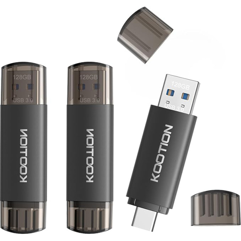 KOOTION USB atmintinė 128 GB, 3 USB C 128G atmintinė OTG 3.0 Memory Stick 2-in-1 USB 128G Flash Drive C tipo atmintinė 128 GB, skirta kompiuteriui, C tipo mobiliajam telefonui