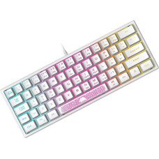 K61 UK Layout 60% Gaming Keyboard, RGB Chroma Backlit Wired Membrane Gaming Keyboard with Mechanical Feel, Mini Compact 62 Keys for PC Mac Office and Games/White