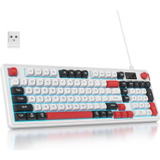 SbocKeeb 96% Wireless Gaming Keyboard, Quiet Membrane Keyboard, Mechanical Feel with Numeric Keypad, QWERTY American Layout, Bluetooth/2.4G/USB RGB Creamy Keyboard L98-White