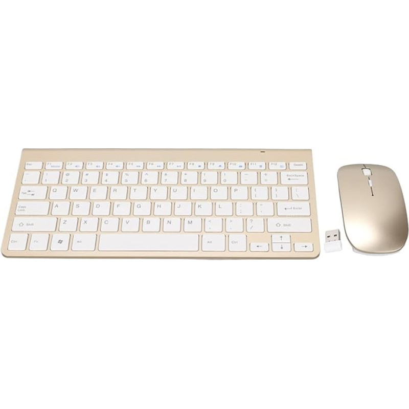 ciciglow Wireless Keyboard and Mouse Combination, 2.4G Slim Silent USB Keyboard Mouse, 78 Keys, Compact Computer Keyboard for Desktop, Computer, Mobile Devices, Tablet (Luxury Golden)