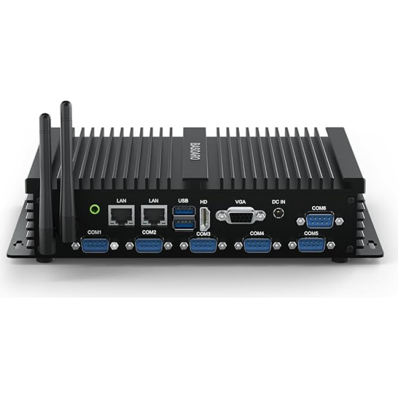BASOARO Industrial PC Win 10 Fanless PC i5 4200U Mini Desktop Computer, Gigabit RJ45 LAN, 8GB RAM 128GB SSD, HD VGA 4K Doppio Display, WiFi, BT, 6 USB
