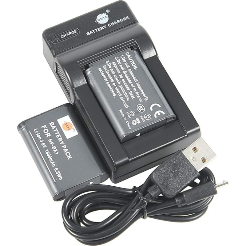 DSTE NP-BX1 ličio jonų akumuliatorius (2 vnt.) ir mikro USB įkroviklis tinka 