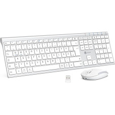iClever Wireless Keyboard and Mouse Set, 2.4G Wireless Keyboard and Mouse, USB-C Rechargeable, Full Size, Slim, Thin and Durable Keyboard for Windows 7/8/10, Mac OS
