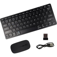 KeautFair Wireless Bluetooth 2.4G Dual Keyboard and Mouse Set QWERTY US Layout Portable Multi-Task Rechargeable 12-Multimedia Travel Windows/iOS/Android PC/Laptop/Smartphone/iPad/Tablet (Black)
