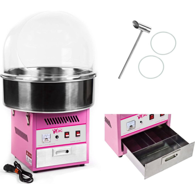 Royal Catering Cotton candy machine with protective cover 52cm