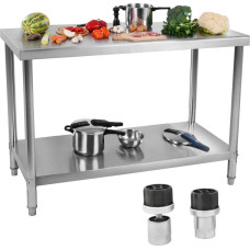 Royal Catering Centrinės virtuvės stalviršis su lentyna Nerūdijantis plienas 100 x 60 cm