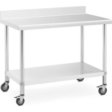 Royal Catering Sieninis darbo stalas su apvadu ant ratukų 1 lentyna 120 x 60 cm iki 158 kg
