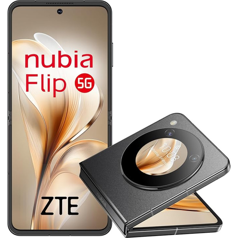 ZTE Nubia Flip išmanusis telefonas 5G AMOLED ekranas, 6,9 colio FHD, išorinis ekranas 1,43 colio, 8 GB RAM, išplečiama, 256 GB ROM, dviguba kamera 50 MP + 2 MP, baterija 4310 mAh, 33 W