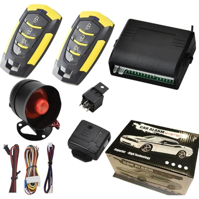Universal Car Alarm System Wireless Car Alarm System Security System Protection Anti-Theft Keyless Entry with 2 Remote Controls Siren