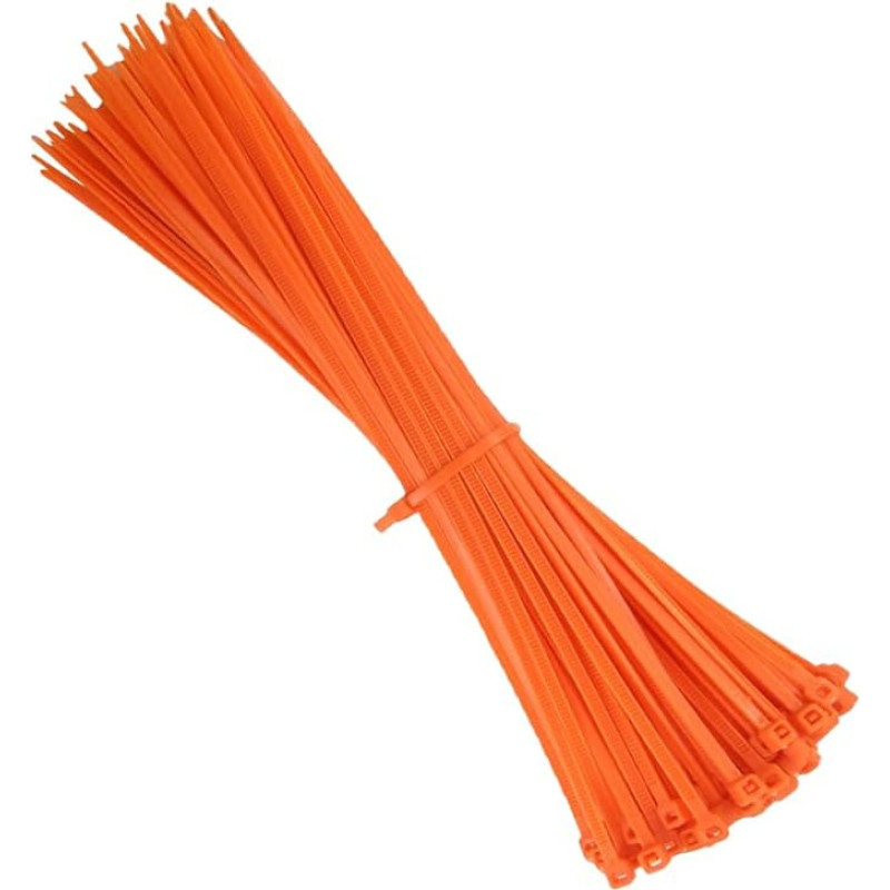 Kabelių raiščiai 300 mm x 4,8 mm, oranžinės spalvos (100 vnt.)