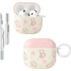 Folaxshoo Compatible with AirPods 4th Generation Cute Cartoon Funny Case Cover with Cleaner Kit (Bow Bear)