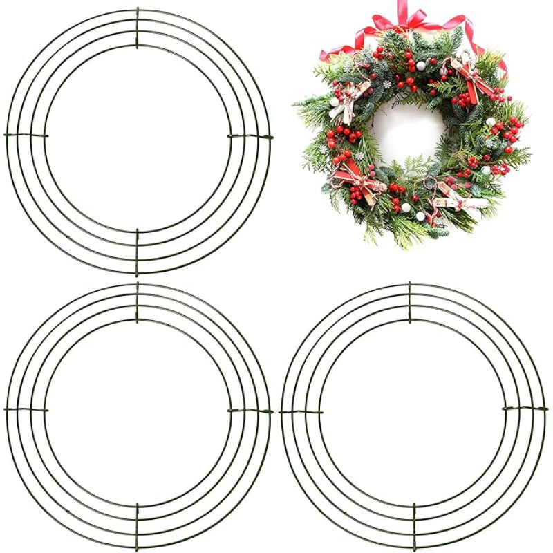 3 Stück große Weihnachtskranz-Ringe aus Metalldraht, Kranzrahmen, Weihnachtskranz, Ring, Bastelkranz, Basis, Thanksgiving, Halloween, Hochzeit, Weihnachtskranz, Rahmen, Kranzherstellung