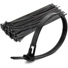 100 Stück lösbare Kabelbinder, schwarz, 150 mm x 8 mm, langlebige, recycelbare Nylonbinder für umweltfreundliche Lösungen (schwarz)