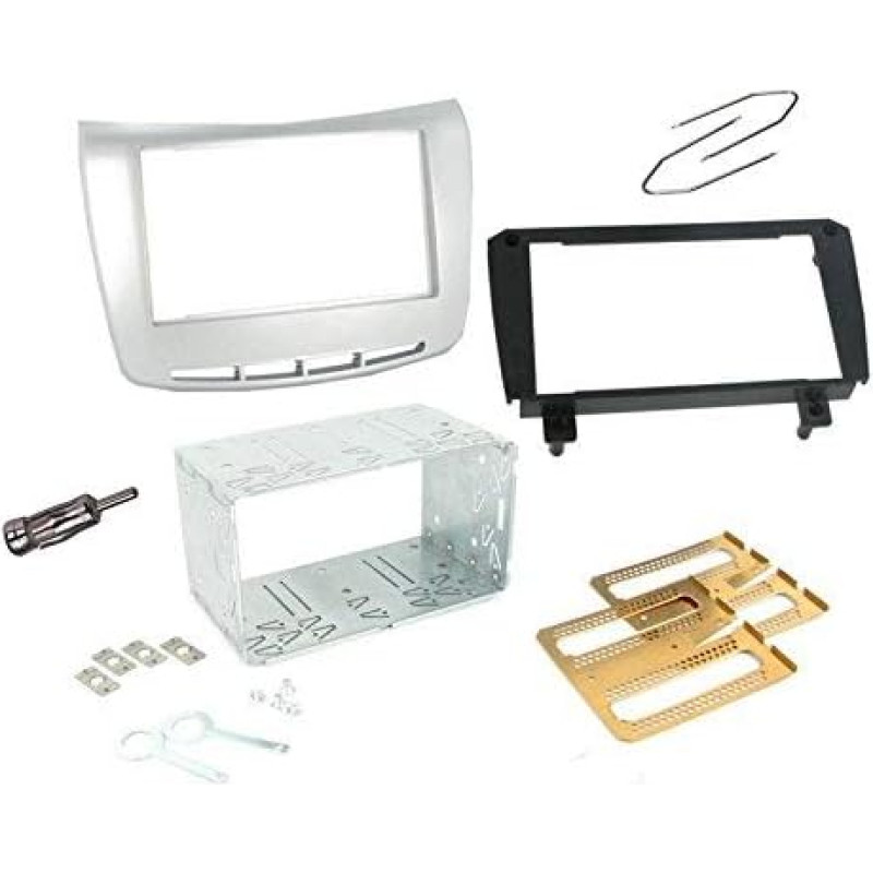 Car Radio Installation Complete Set DIN/Double DIN Facia Adaptor for Lancia Dedra Silver