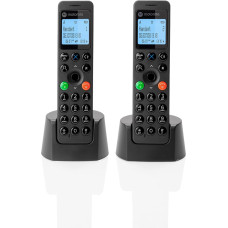 Motorola DOT202 Twin Pack, Digital Wireless Phone, Handsfree, Call Block, 100 Contacts with Name and Phone Directory, Black