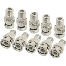 sourcingmap® 10 vnt. pakaitinių BNC vyriškosios ir F moteriškosios metalinių adapterių jungčių