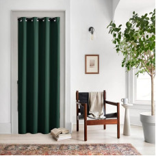 Hunter Green Sliding Glass Door Curtains, 80 Inch Length/Long, Grommet Single Curtain, Room Darkening, Dark Emerald Green, Blackout Curtains for Bedroom/Door, Christmas Decoration