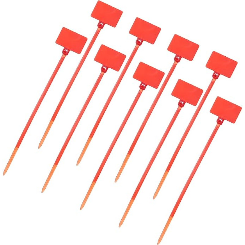 sourcing map Kabeletikettenmarker, Nylon-Kabelbinder, 10,9 cm, beschreibbare, selbstsichernde Drahtetiketten, Kabelbinder für Organisationsmarkierung, Rot, 100 Stück