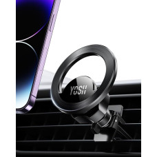 YOSH Mag-Safe Car Holder, Universal Magnetic Mobile Phone Holder Car with 20 x N55 Magnet, 360° Rotating Ventilation Car Mobile Phone Holder for iPhone 16 15 14 13 12 Pro Max Magsafe Cases Smartphone
