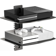 DVD plūduriuojanti lentyna, stiklinis televizoriaus sieninis laikiklis su lentyna DVD grotuvui / PS4 / kabelinėms dėžutėms / žaidimų konsolėms / 