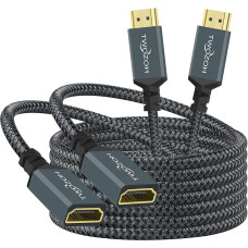 Twozoh HDMI Extension Cable 3M Pack of 2, 4K HDMI Extension, Male to Female Braided Nylon HDMI 2.0 Cable Adapter Supports 4K@60Hz 3D HDR