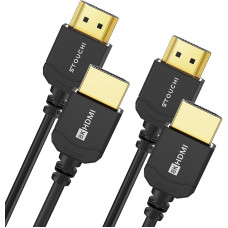 Stouchi ultra-thin HDMI 2.1 Cable 8K, 2 m, Hyper Slim HDMI 2.1 Cable, Extremely Flexible HDMI Cable, Supports 10K / 8K120 / 4K120 / 144 Hz, eARC HDR10 4:4:4, HDCP 2.2 & 2.3, Dolby, Compatible with PS5/Xbox, 2 Pack