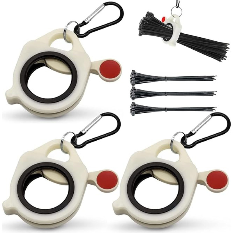 Kabelbinder-Organizer, 3 Stück, leichter Kabelbinderhalter, Gürtel, Reißverschlusswerkzeug, wiederverwendbar, passend für die meisten Kabelbinder, für den Innen- und Außenbereich