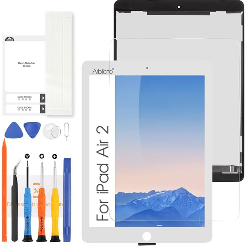Arbilato New iPad Air 2 2014 Screen Replacement for iPad Air 2nd Generation LCD Display A1566 Touch Screen Digitizer A1567 Repair Parts (White)