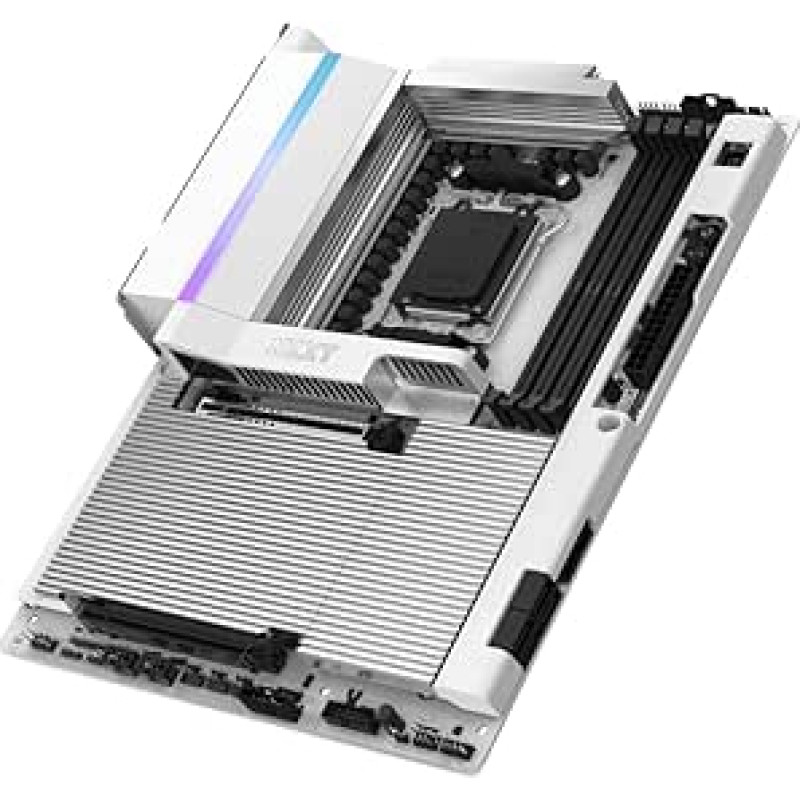 NZXT N9 X870E - AMD X870E AM5 ATX Gaming Motherboard for Ryzen 9000/8000/7000-20+2+1, DDR5, 4X M.2, PCIe 5.0, Wi-Fi 7, 5GbE, USB 4 - M.2 Quick Release Latch, Full Metal Cover, White PCB