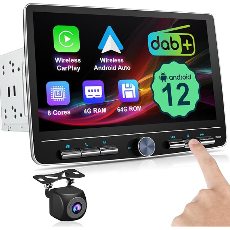 Android Car Radio with 10.1 Inch Screen 2 DIN 9863 4+64 Carplay Android Car