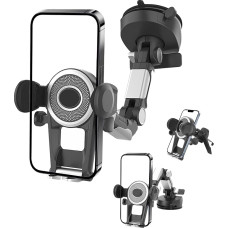 Foyucool 3-in-1 Mobile Phone Holder Car Suction Cup, Mobile Phone Holder Car for Air Vents, 360° Rotating Mechanical Car Mount, 3 Adjustable Rotary Switches, Compatible with All Mobile Phones