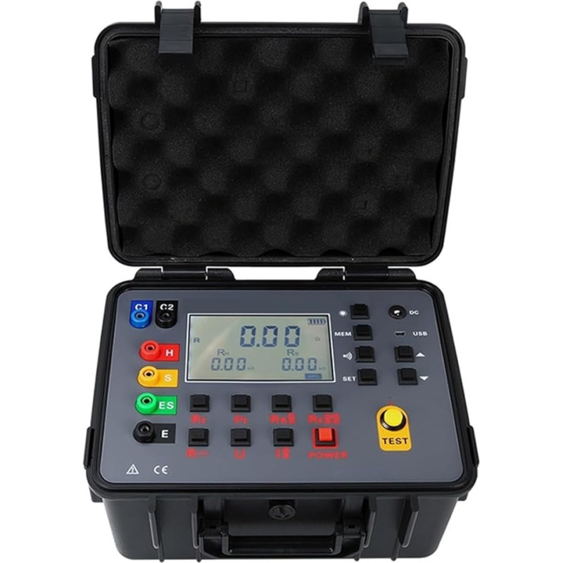 Erdungstester, Doppelklemmen-Erdungswiderstandsmessgerät 0-30 KΩ Megometer ESR-Tester Ohm-Messgerät Datenspeicherung,Bequem und praktisch