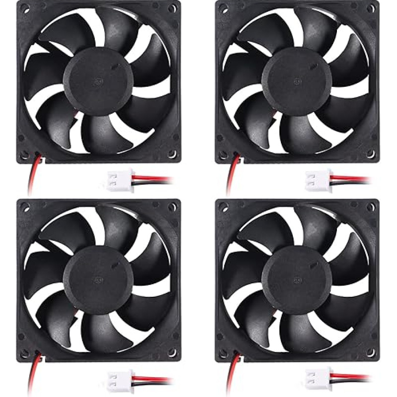 8025 80 mm x 80 mm x 25 mm ventiliatorius DC 12 V 8025 bešepetėlinis ventiliatorius su 2 kontaktais, skirtas aušinti kompiuterio korpusą CPU aušintuvą Radiatoriai 4 vnt.