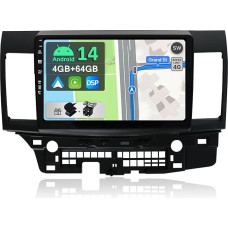 [4GB + 64GB] Android 14 Car Radio for Mitsubishi Lancer (2008-2016)-[Integrated CarPlay/Android Car/DSP/GPS]-10.1 Inch IPS 2.5D Camera + MIC-DAB/Mirror Link/Bluetooth 5.0/360 Camera/Steering