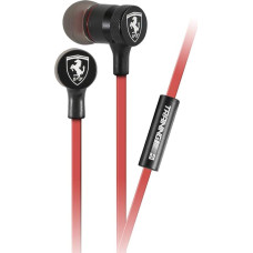 CG MOBILE - Auriculares Manos Libres In-Ear Oficial Ferrari Black Wire with Microphone - Rojo - Blister Pack