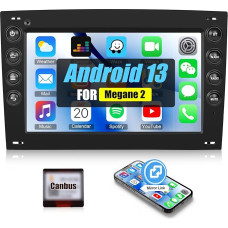 [1+32G] SIXWIN Android 13 Car Radio for Megane 2 2002-2009, 7 Inch 1080P HD Touchscreen Navigation with Mirror Link WiFi RDS FM USB Bluetooth Steering Wheel Control + Reversing Camera