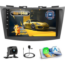 4+64G Android automobilinis radijas Suzuki Swift 2011 2012 2013 2013 2014 2015 2015 2016 2017 su belaidžiu CARPALY ir Android automobiliu, 9 colių IPS jutiklinio ekrano radijas su Bluetooth 5.0/GPS/ galinio vaizdo kamera/FM/WiFi