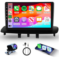 4G + 64G Android Car Radio for Renault Megane 3 2008-2014 with Wireless Carplay Android Car, Hodozzy 9 Inch Touchscreen Car Radio 2 DIN with Navi, Bluetooth, WiFi, EQ/DSP, FM/RDS Radio, Rear View