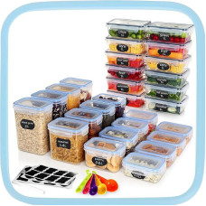 28 Food Storage Containers with Lid, Kitchen Storage & Organisation for All Foods, Mothproof Storage Containers, BPA-Free and 100% Airtight, Transparent