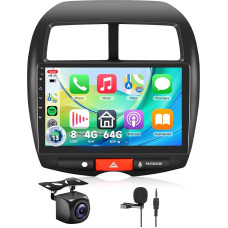 8 branduolių 4 + 64G: Hodozzy Carplay automobilinis radijas, skirtas Mitsubishi ASX 1/Citroen C4/Peugeot 4008, Android automobilinis radijas su navigacija, 9 colių jutiklinis ekranas su Android Auto/Mirror Link/WiFi/GPS/RDS/FM/Bluetooth/USB