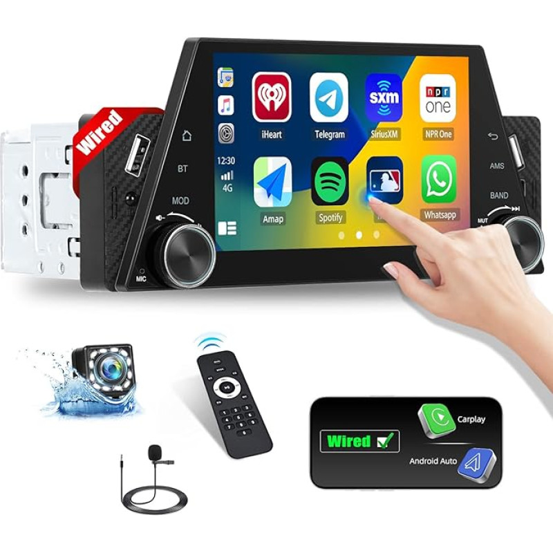 CAMECHO Carpaly 1 DIN automobilinis radijas su laidine 