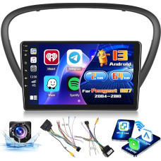 Radio for Peugeot 607 2004-2010 Android 2+64G with Wireless CarPlay Android Car, 9 Inch Screen with EQ 26UI FM RDS GPS Bluetooth WiFi SWC AHD Rear View Camera