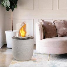 Dsgarboss Bioethanol Fireplace, Ecological Fireplace, Smokeless Fire, Heating with Ethanol, Made in Italy, 35 x 35 x 55 cm, Light Grey