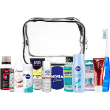 Kelionės reikmenų rinkinys Kelionių rinkinys, tinkamas nešiojamam bagažui, atostogoms ir verslo kelionėms, apima visus būtinus asmens higienos reikmenis PVC kosmetikos dėklas, vyrams Naujas Ama-60, klasikinis