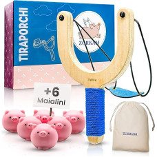 Door Pig + 6 Pigs - Great Funny Gift Idea for Shooting Lovers - Suitable for Indoor and Outdoor Use