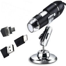 Meichoon Digital Microscope, 3-in-1 USB Interface, 1600 x Camera, with Flexible Stand, Compatible with Android, Mac, Windows System, NB01D