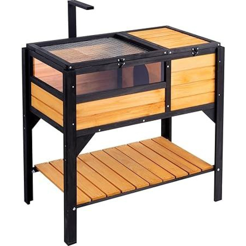 VEVOR vėžlių buveinė, medinis vėžlių namelis, skirtas naudoti patalpose ir lauke, vėžlių aptvaras su šviesos stovu, roplių aptvaras, mažų gyvūnų narvelis su kojomis gekonui, driežui, gyvatei