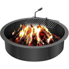 VEVOR Ugniakuras žiedas, ugniakuras su grilio ugnies žiedu, 35 colių išorinis/31 colių vidinis skersmuo, 8,5 colio aukštis, anglinio plieno vidinis įdėklas, 