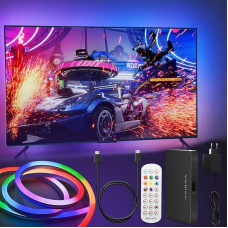 TV Backlight RGBIC Neon LED Strip 4 m HDMI 2.0 Sync Box with Video & Music Sync DIY Colour Changing Light Strip for 32-100 Inch TV and PC for Ceiling, Kitchen, Gaming
