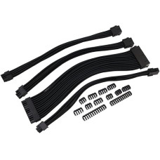 Maitinimo šaltinio kabelio ilgintuvas PC 24 kontaktų ATX / 4+4 kontaktų EPS / 8 kontaktų PCI-E / 6 kontaktų PCI-E PSU ilgintuvo kabelio rinkinys 30 cm ilgio, ne su šukomis (juodas)